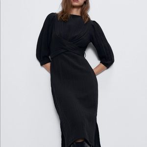 Zara black rustic long dress sz XS